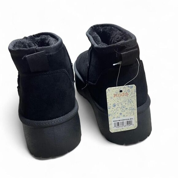 NWT Black Fur-Lined Mini Platform Bootie - Picture 3 of 7